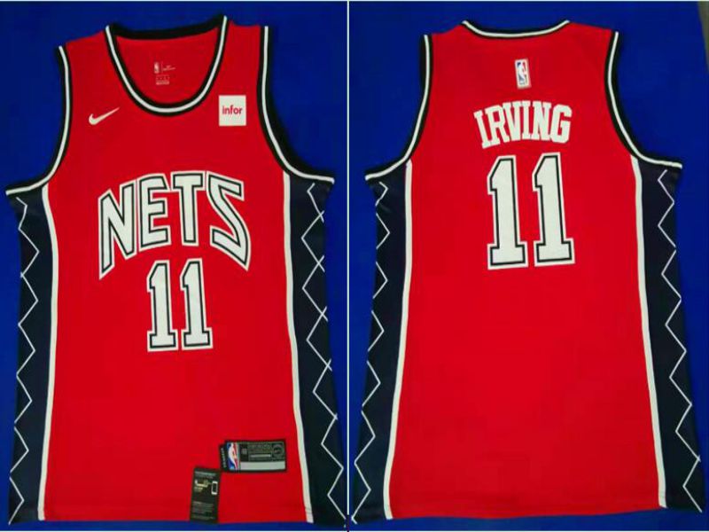 Men Brooklyn Nets #11 Irving Red City Edition Game Nike NBA Jerseys